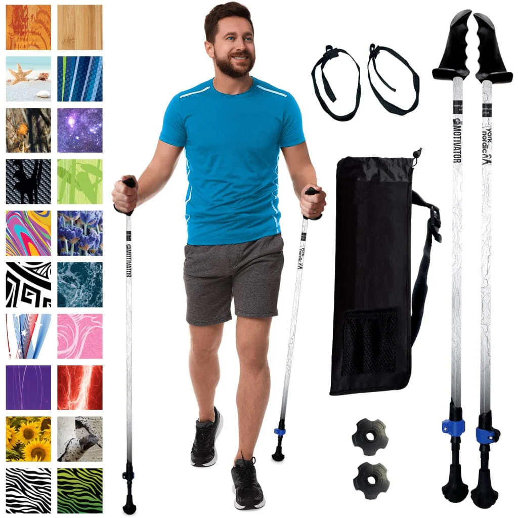 Motivator Walking Poles for Balance and Rehab - Patented Stability Grips - Lightweight, Adjustable, and Collapsible -2 Pieces Adjustable w/flip Locks, Detachable feet and Travel Bag - For Heights up to 6'2" - Image 40
