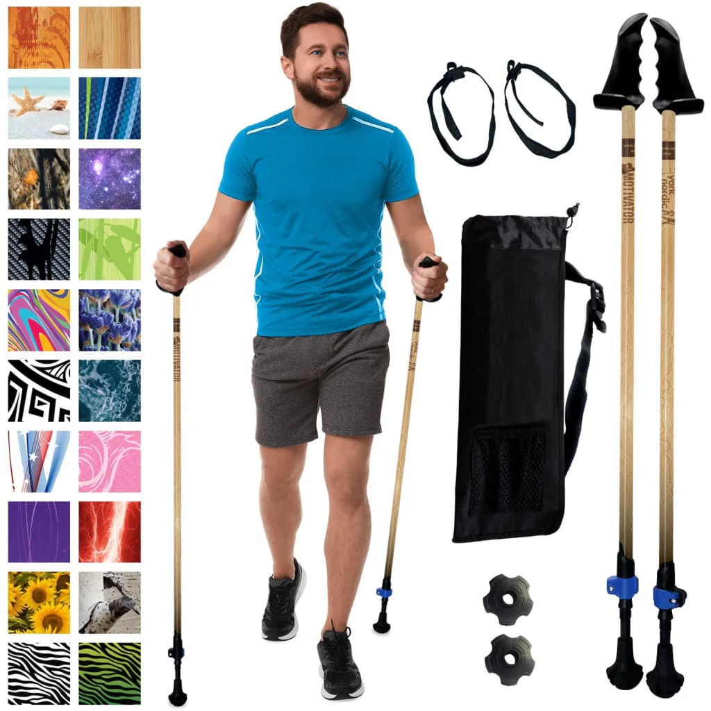 Motivator Walking Poles for Balance and Rehab - Patented Stability Grips - Lightweight, Adjustable, and Collapsible -2 Pieces Adjustable w/flip Locks, Detachable feet and Travel Bag - For Heights up to 6'2" - Image 41
