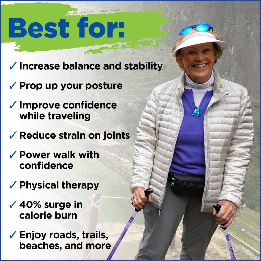 Motivator Walking Poles for Balance and Rehab - Patented Stability Grips - Lightweight, Adjustable, and Collapsible -2 Pieces Adjustable w/flip Locks, Detachable feet and Travel Bag - For Heights up to 6'2" - Image 8