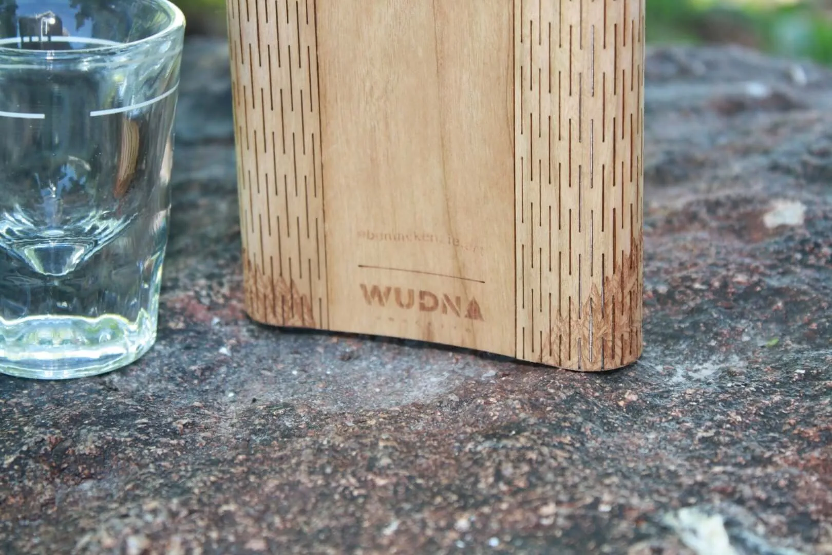 Mountain Biker 6 oz. Wooden Hip Flask - Outdoor Adventure Series - Art by Ben McKenzie - Image 3