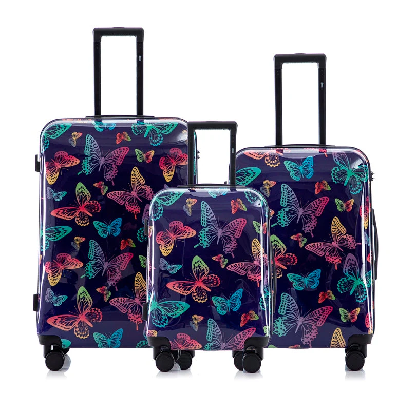 Multi-color Design 3-Piece Spinner Luggage Set with Lock - Image 3