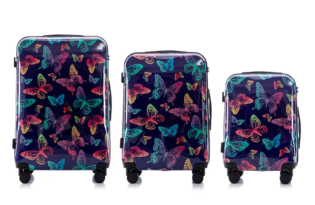 Butterfly 3 Piece Spinner Luggage Set with Lock - Image 4