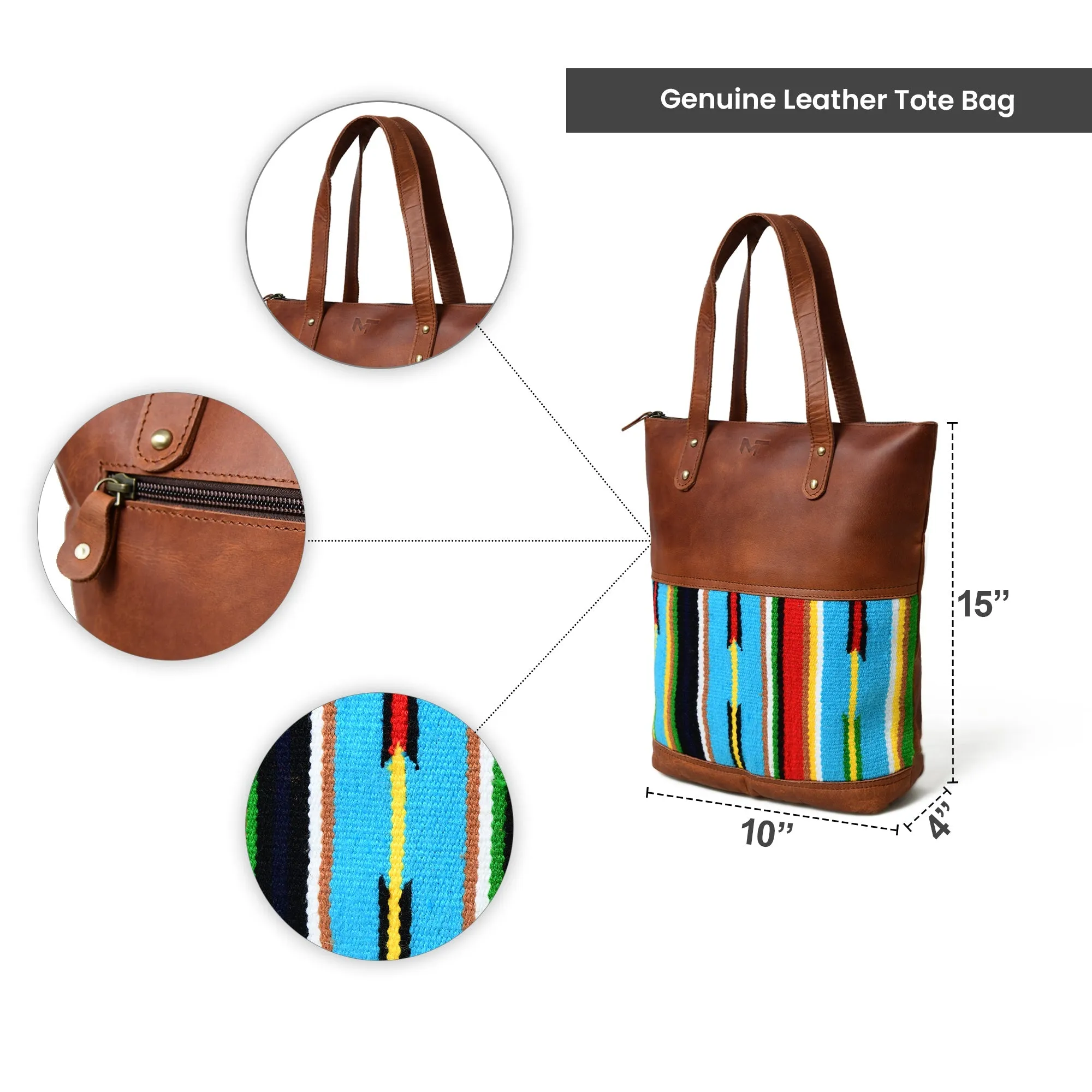 Multicoloured Leather Tote Bag - Image 10