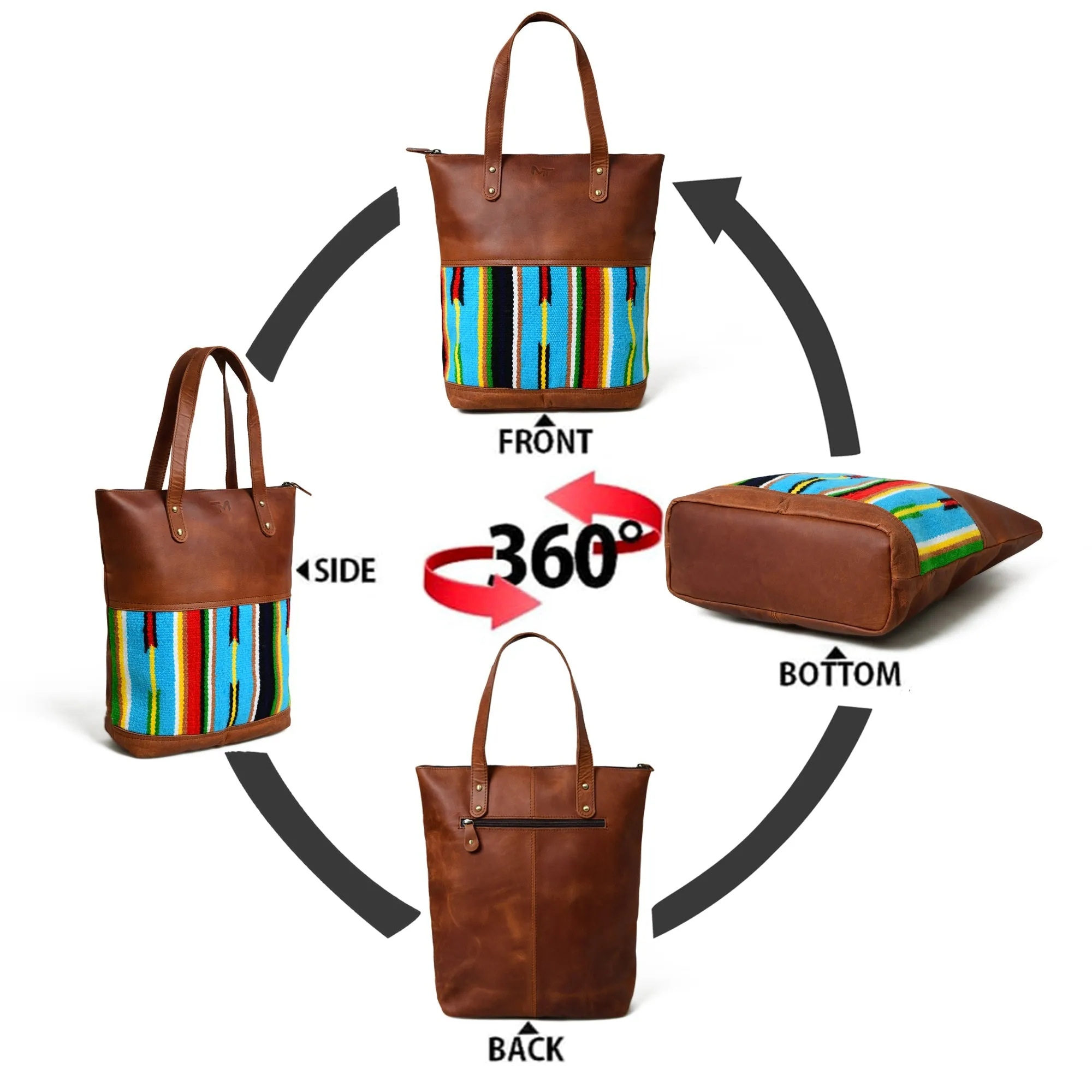 Multicoloured Leather Tote Bag - Image 11