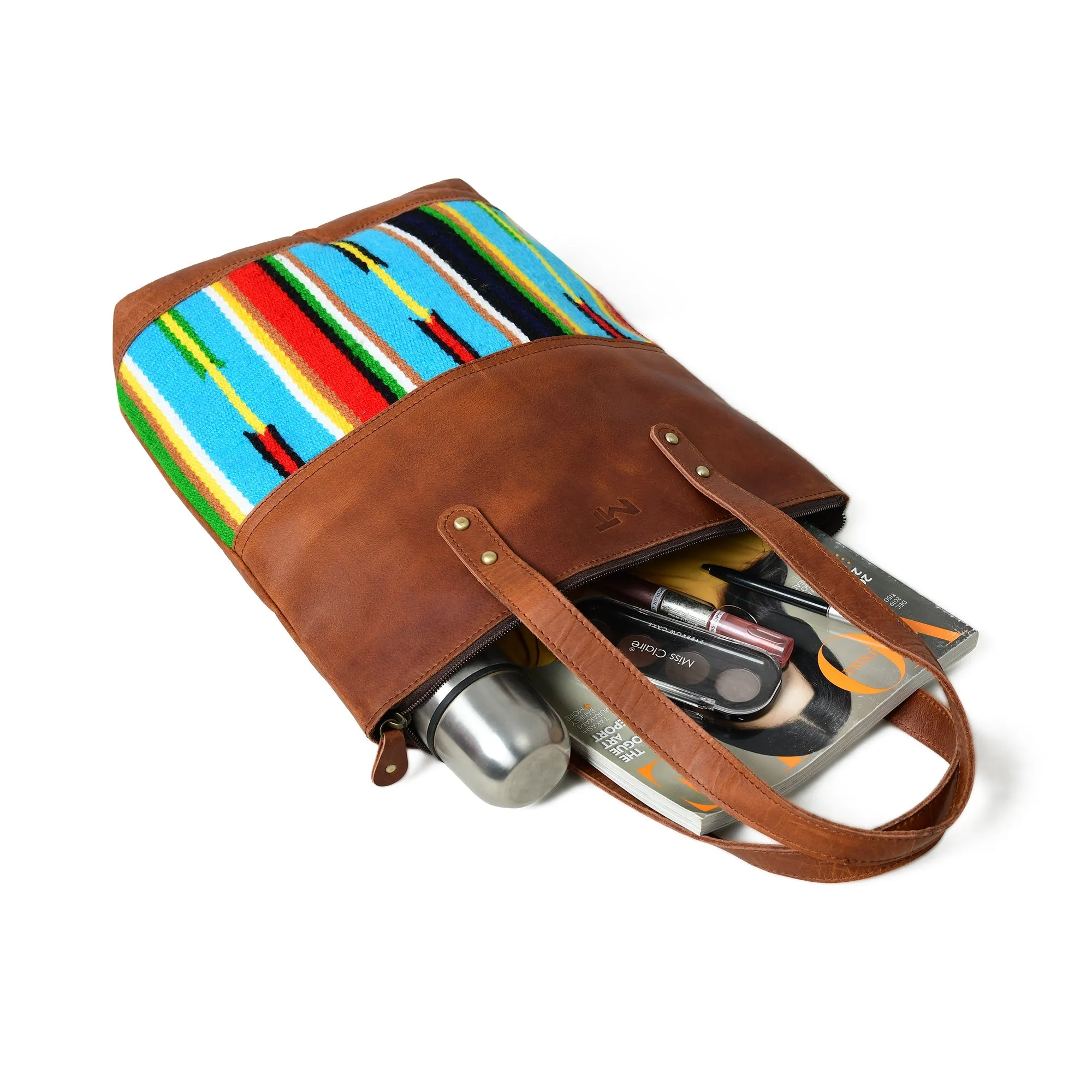 Multicoloured Leather Tote Bag - Image 9