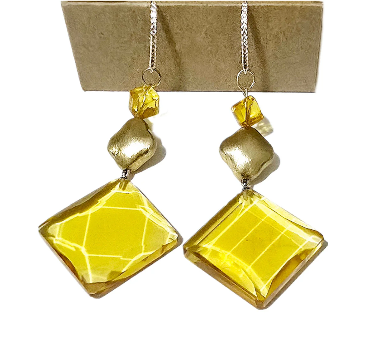 Natural Citrine and 14k Gold Over Silver Diamond Drop Earrings - Image 5