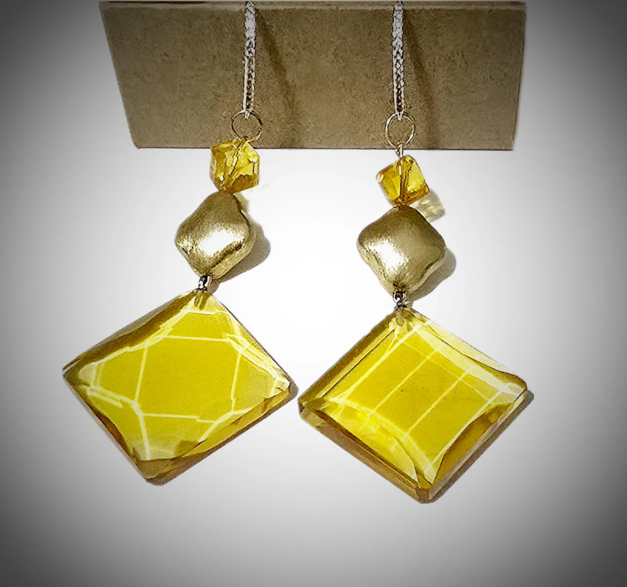 Natural Citrine and 14k Gold Over Silver Diamond Drop Earrings - Image 7