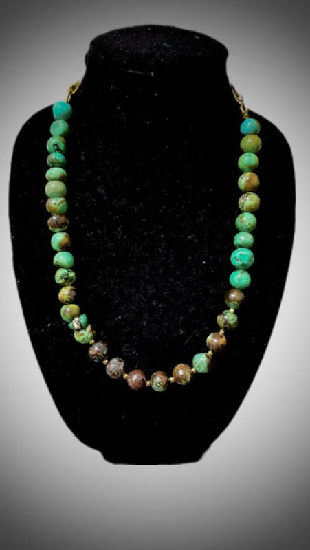 Natural Green and Brown Turquoise Necklace - Image 3