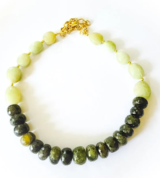Natural Green Garnet and Aquamarine Necklace - Image 2