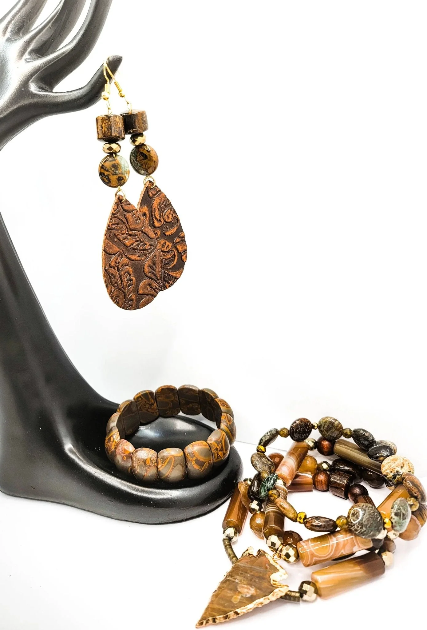 Natural Rainforest Rhyolite Jasper Bracelet set - Image 2