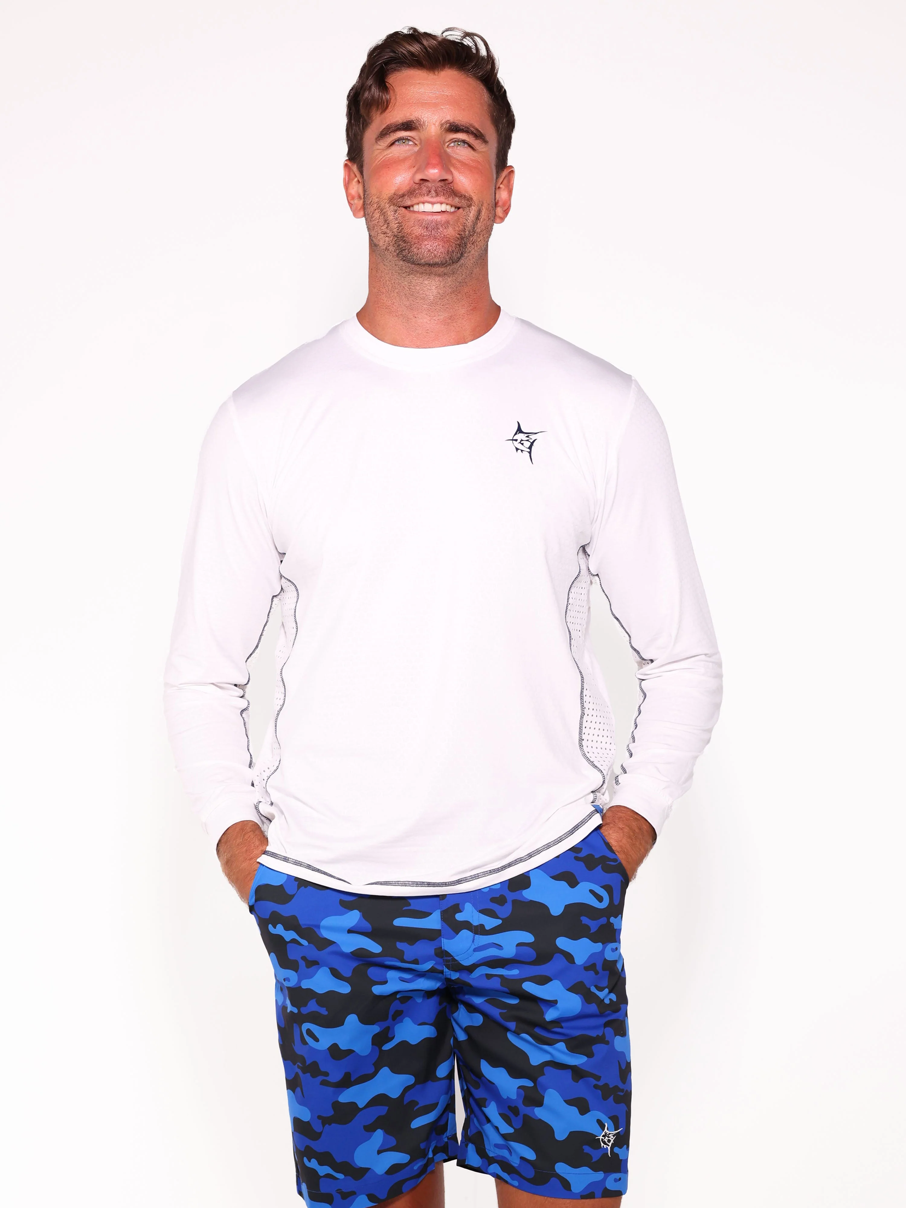 NautiFlex Performance Long Sleeve Shirt. White - Image 2