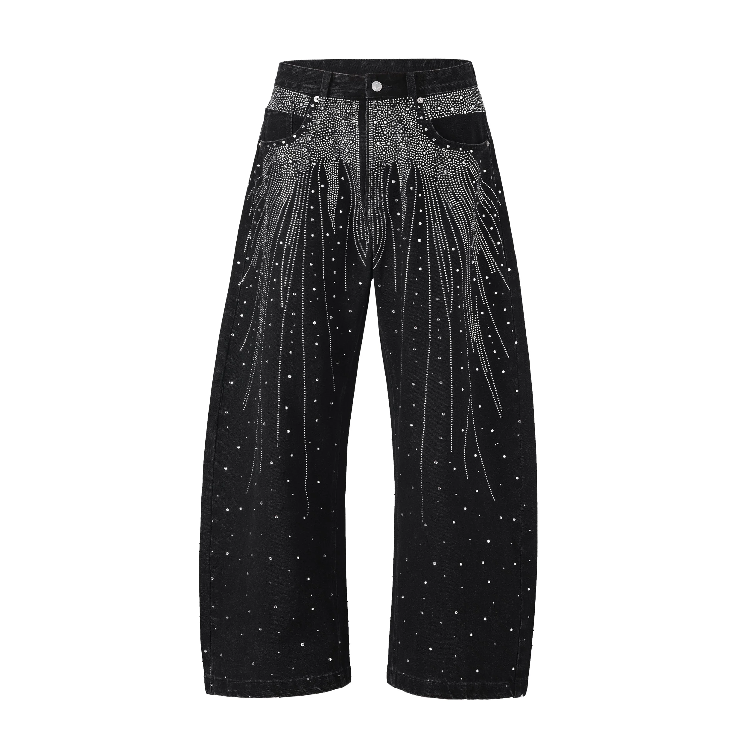 NOIR FLORAL RHINESTONE DENIM