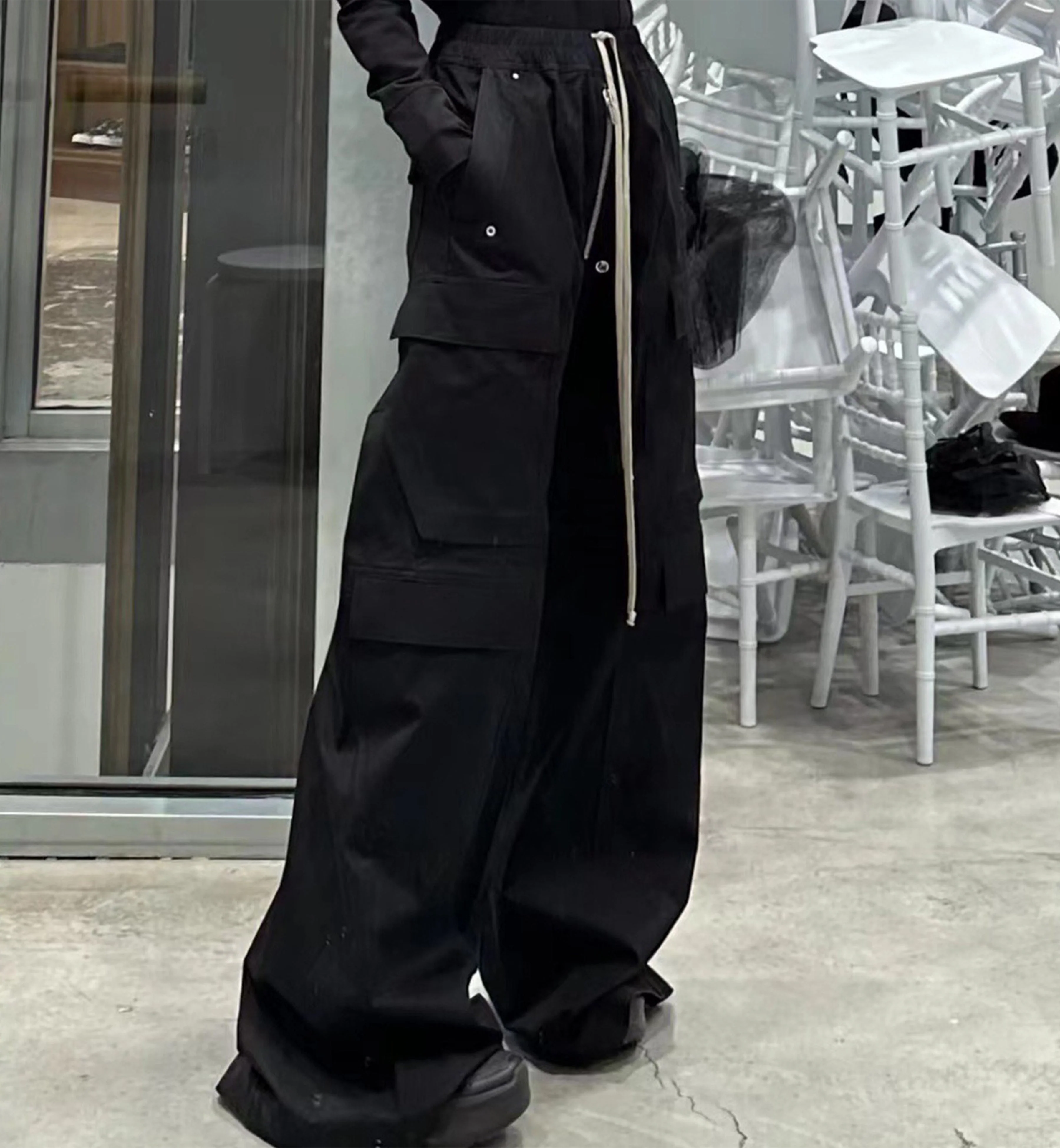 NYLON DRAWSTRING CARGO PANTS - Image 3