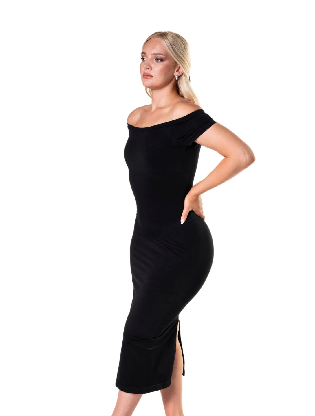 Off-Shoulder Shapewear Split Dress - Image 2