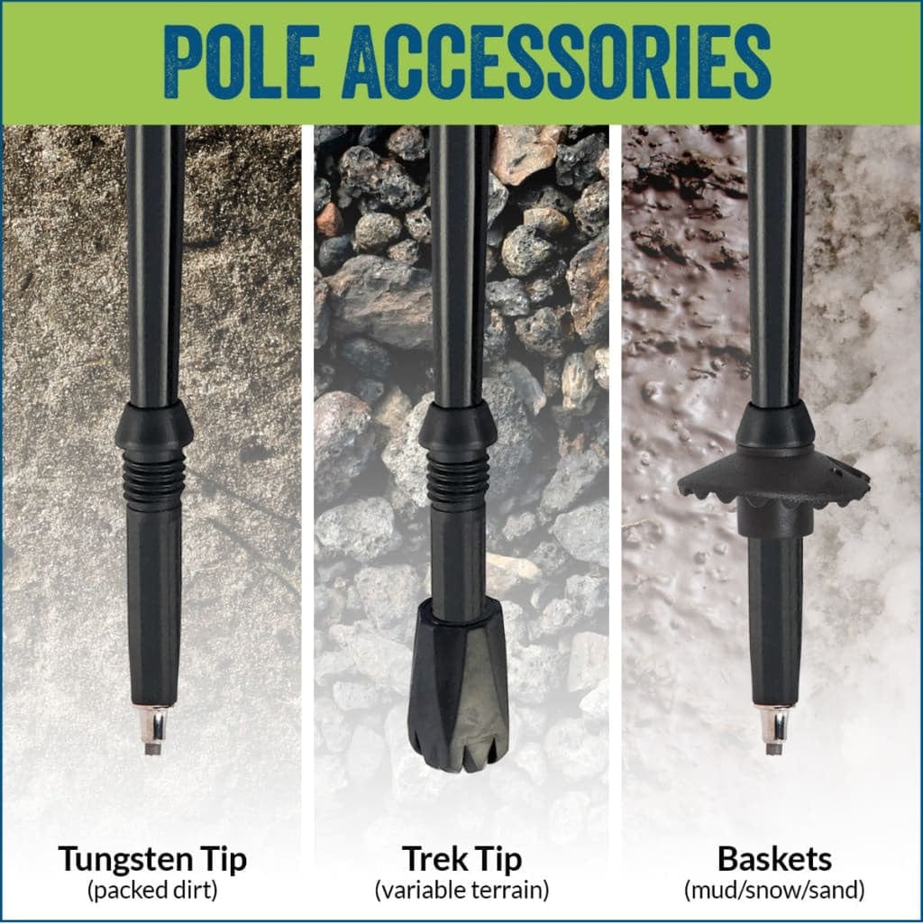 Official Casual Trek Hiking & Walking Poles - Hiking/Trekking Grip w-flip locks, detachable feet and travel bag - pair - For Heights up to 6’2” - Image 7