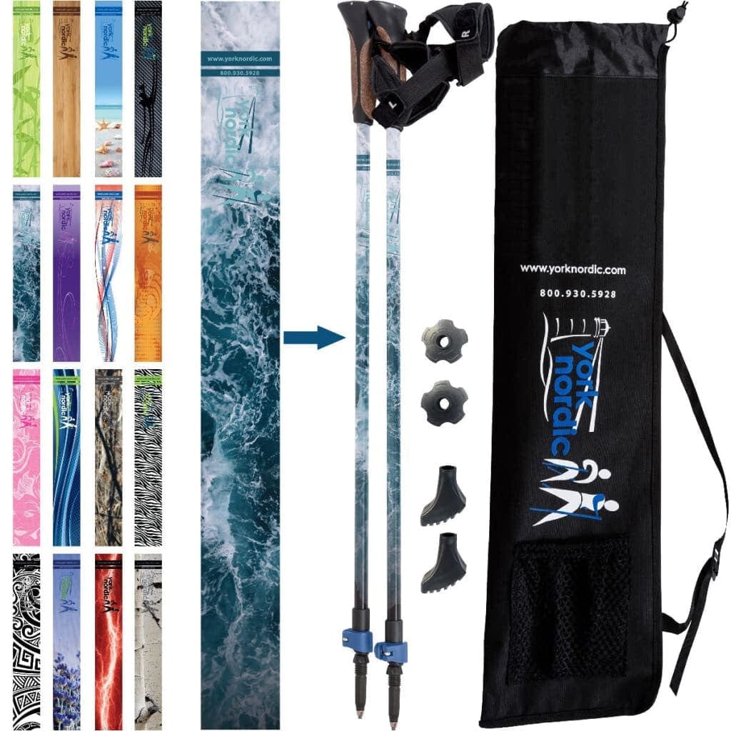 Official Nordic Walking Poles - True Nordic Glove Grip w-flip locks, detachable feet and travel bag - pair - For Heights up to 6’2” - Image 11
