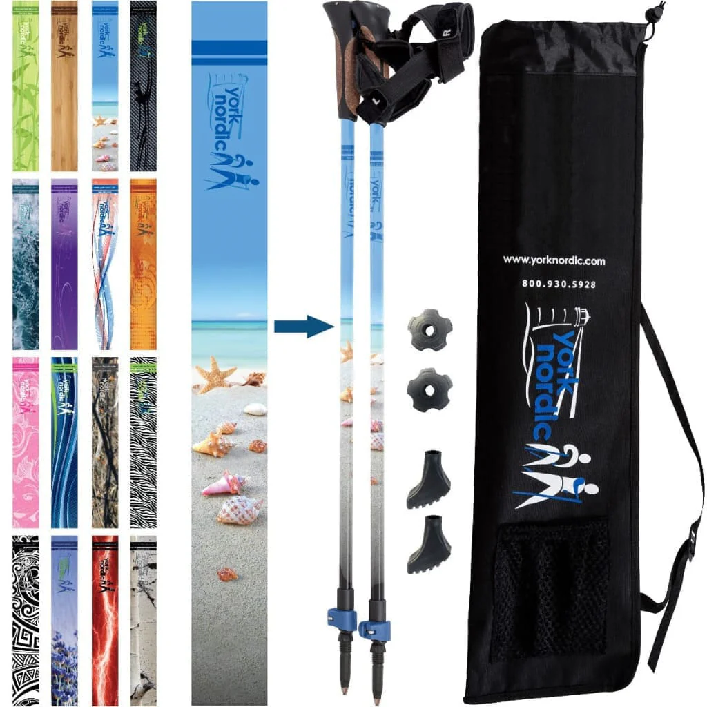 Official Nordic Walking Poles - True Nordic Glove Grip w-flip locks, detachable feet and travel bag - pair - For Heights up to 6’2” - Image 12