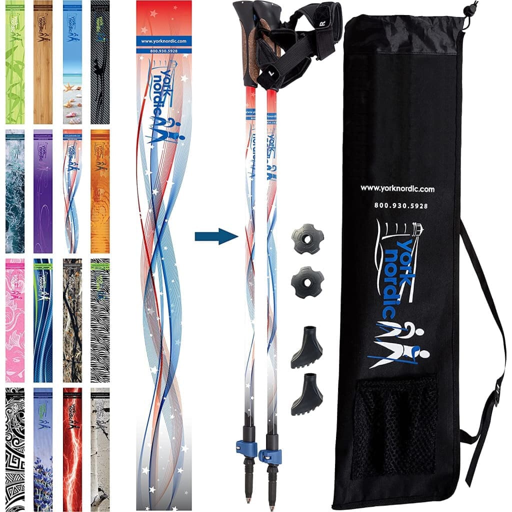 Official Nordic Walking Poles - True Nordic Glove Grip w-flip locks, detachable feet and travel bag - pair - For Heights up to 6’2” - Image 13
