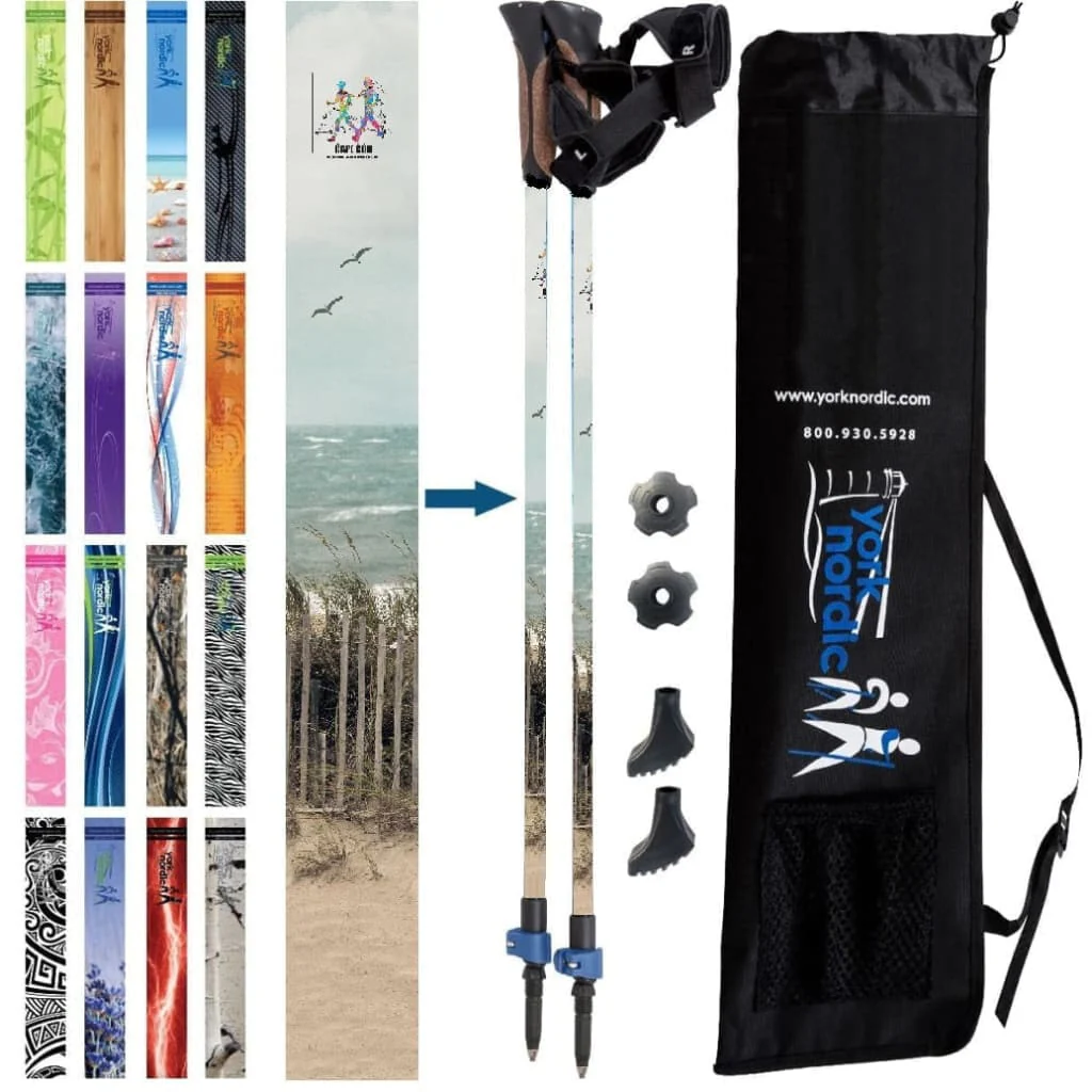 Official Nordic Walking Poles - True Nordic Glove Grip w-flip locks, detachable feet and travel bag - pair - For Heights up to 6’2” - Image 14
