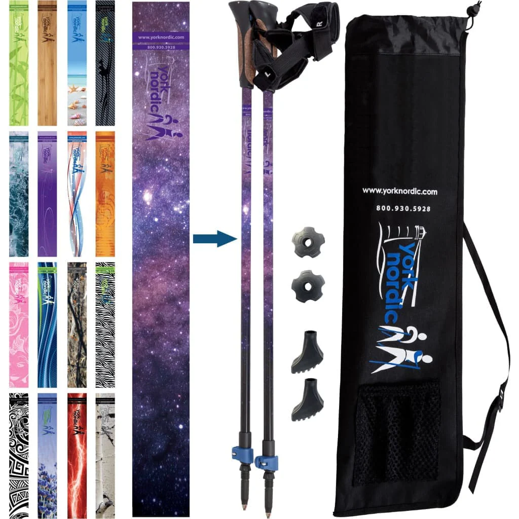 Official Nordic Walking Poles - True Nordic Glove Grip w-flip locks, detachable feet and travel bag - pair - For Heights up to 6’2” - Image 15