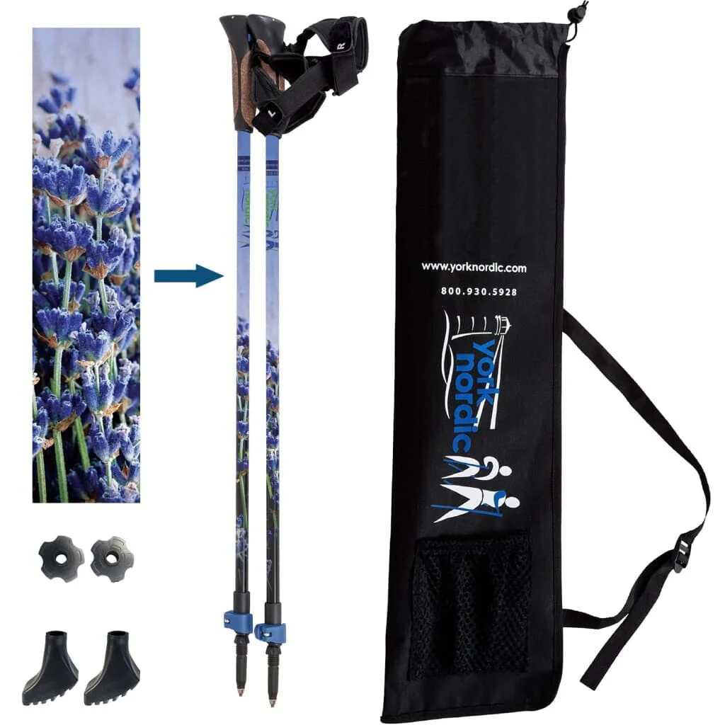 Official Nordic Walking Poles - True Nordic Glove Grip w-flip locks, detachable feet and travel bag - pair - For Heights up to 6’2” - Image 18