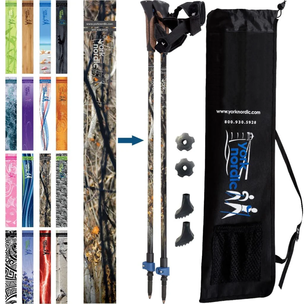 Official Nordic Walking Poles - True Nordic Glove Grip w-flip locks, detachable feet and travel bag - pair - For Heights up to 6’2” - Image 19