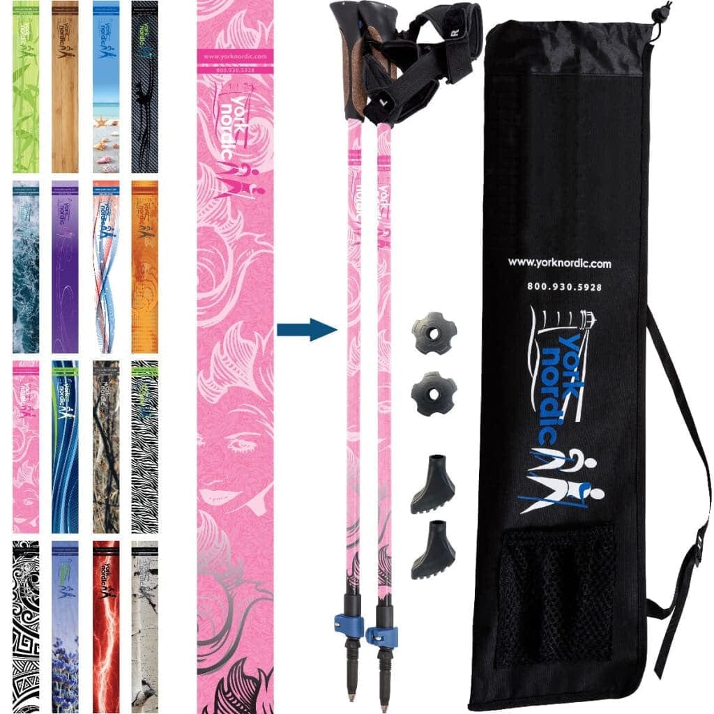 Official Nordic Walking Poles - True Nordic Glove Grip w-flip locks, detachable feet and travel bag - pair - For Heights up to 6’2” - Image 20