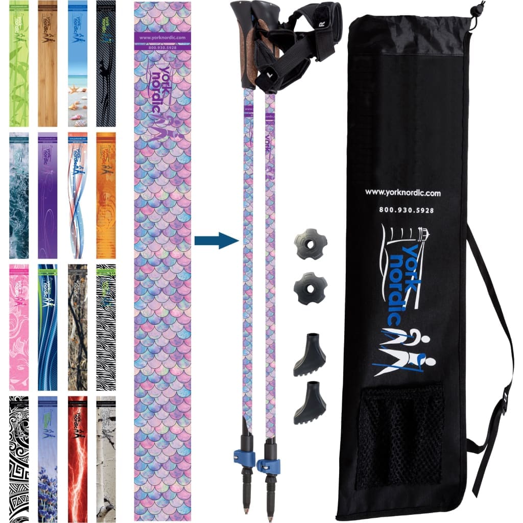 Official Nordic Walking Poles - True Nordic Glove Grip w-flip locks, detachable feet and travel bag - pair - For Heights up to 6’2” - Image 21