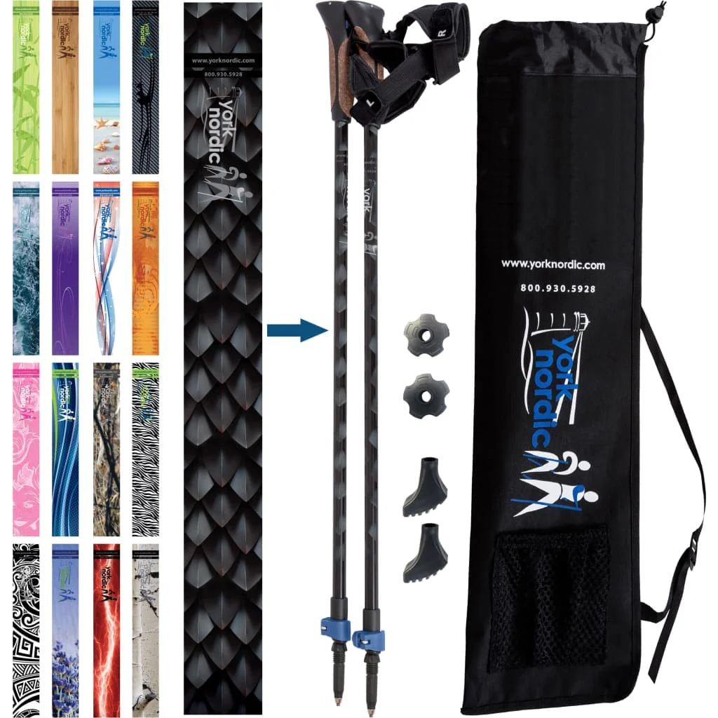 Official Nordic Walking Poles - True Nordic Glove Grip w-flip locks, detachable feet and travel bag - pair - For Heights up to 6’2” - Image 22