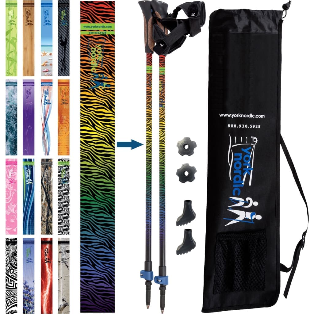 Official Nordic Walking Poles - True Nordic Glove Grip w-flip locks, detachable feet and travel bag - pair - For Heights up to 6’2” - Image 23