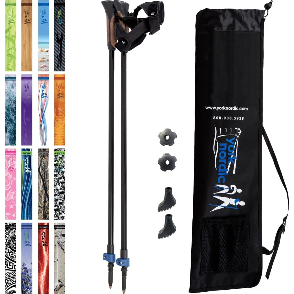 Official Nordic Walking Poles - True Nordic Glove Grip w-flip locks, detachable feet and travel bag - pair - For Heights up to 6’2” - Image 24