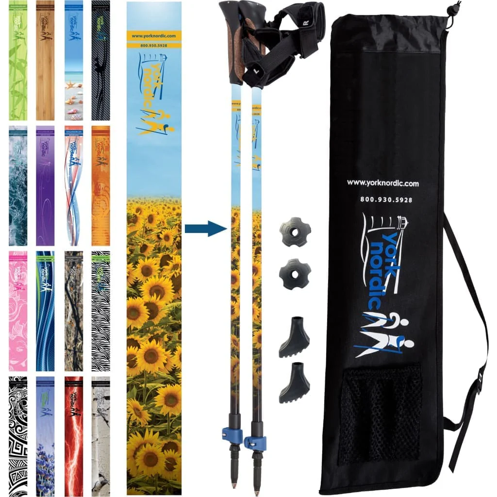 Official Nordic Walking Poles - True Nordic Glove Grip w-flip locks, detachable feet and travel bag - pair - For Heights up to 6’2” - Image 25