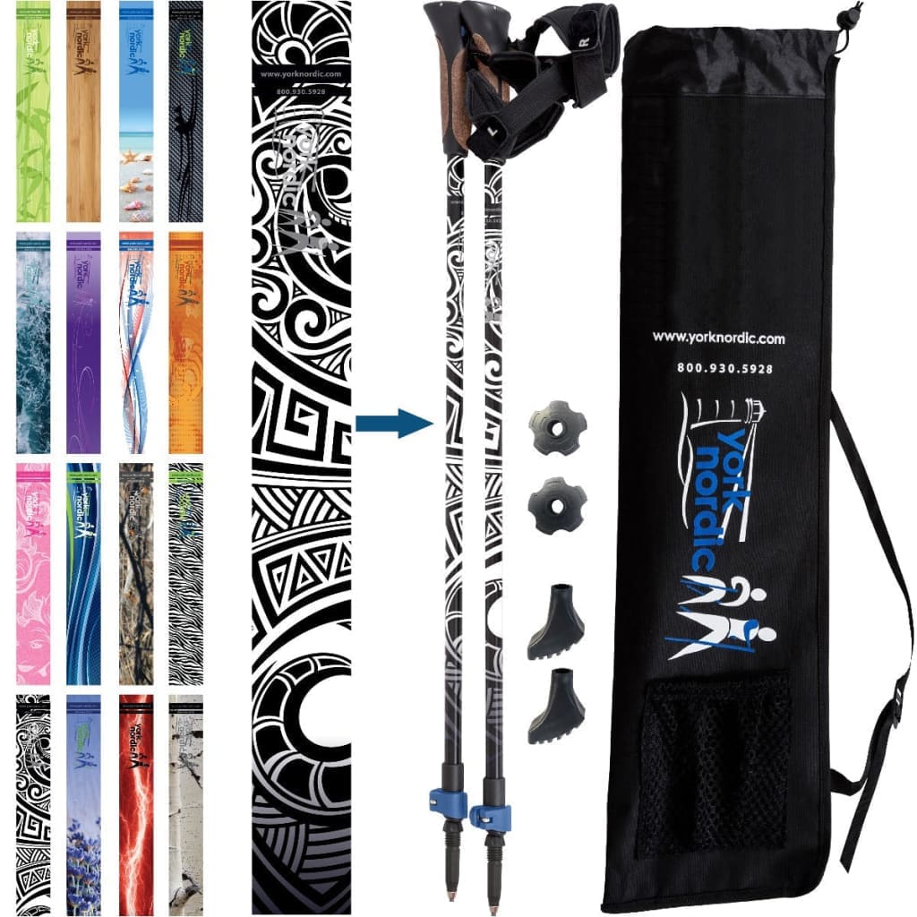 Official Nordic Walking Poles - True Nordic Glove Grip w-flip locks, detachable feet and travel bag - pair - For Heights up to 6’2” - Image 26