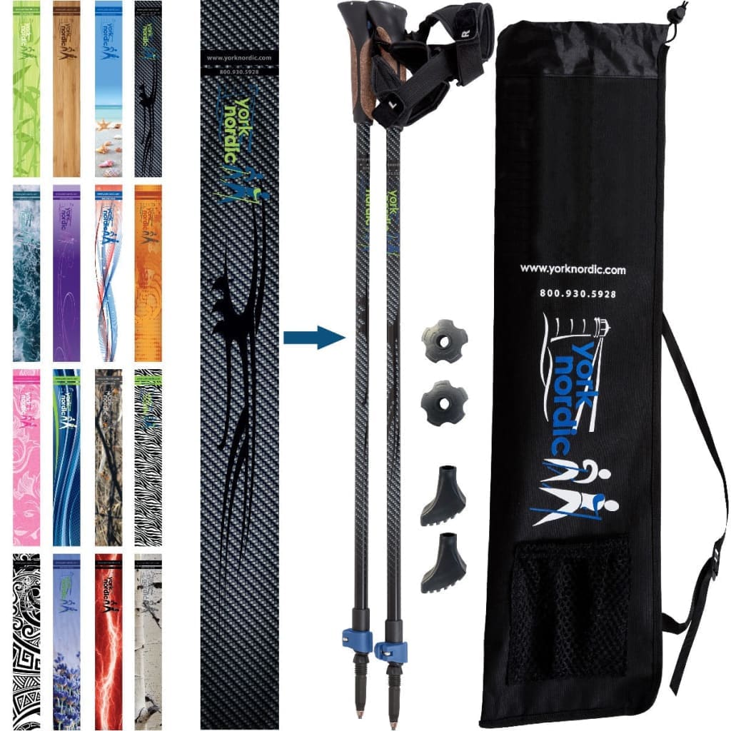 Official Nordic Walking Poles - True Nordic Glove Grip w-flip locks, detachable feet and travel bag - pair - For Heights up to 6’2” - Image 27