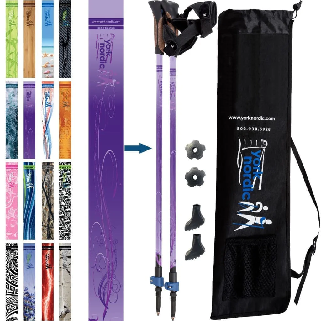 Official Nordic Walking Poles - True Nordic Glove Grip w-flip locks, detachable feet and travel bag - pair - For Heights up to 6’2” - Image 28