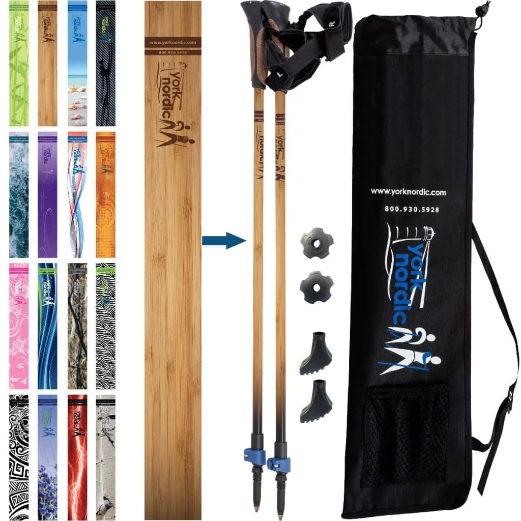 Official Nordic Walking Poles - True Nordic Glove Grip w-flip locks, detachable feet and travel bag - pair - For Heights up to 6’2” - Image 29