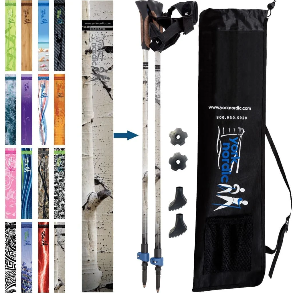 Official Nordic Walking Poles - True Nordic Glove Grip w-flip locks, detachable feet and travel bag - pair - For Heights up to 6’2” - Image 30
