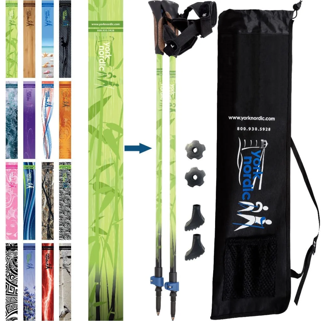 Official Nordic Walking Poles - True Nordic Glove Grip w-flip locks, detachable feet and travel bag - pair - For Heights up to 6’2” - Image 31