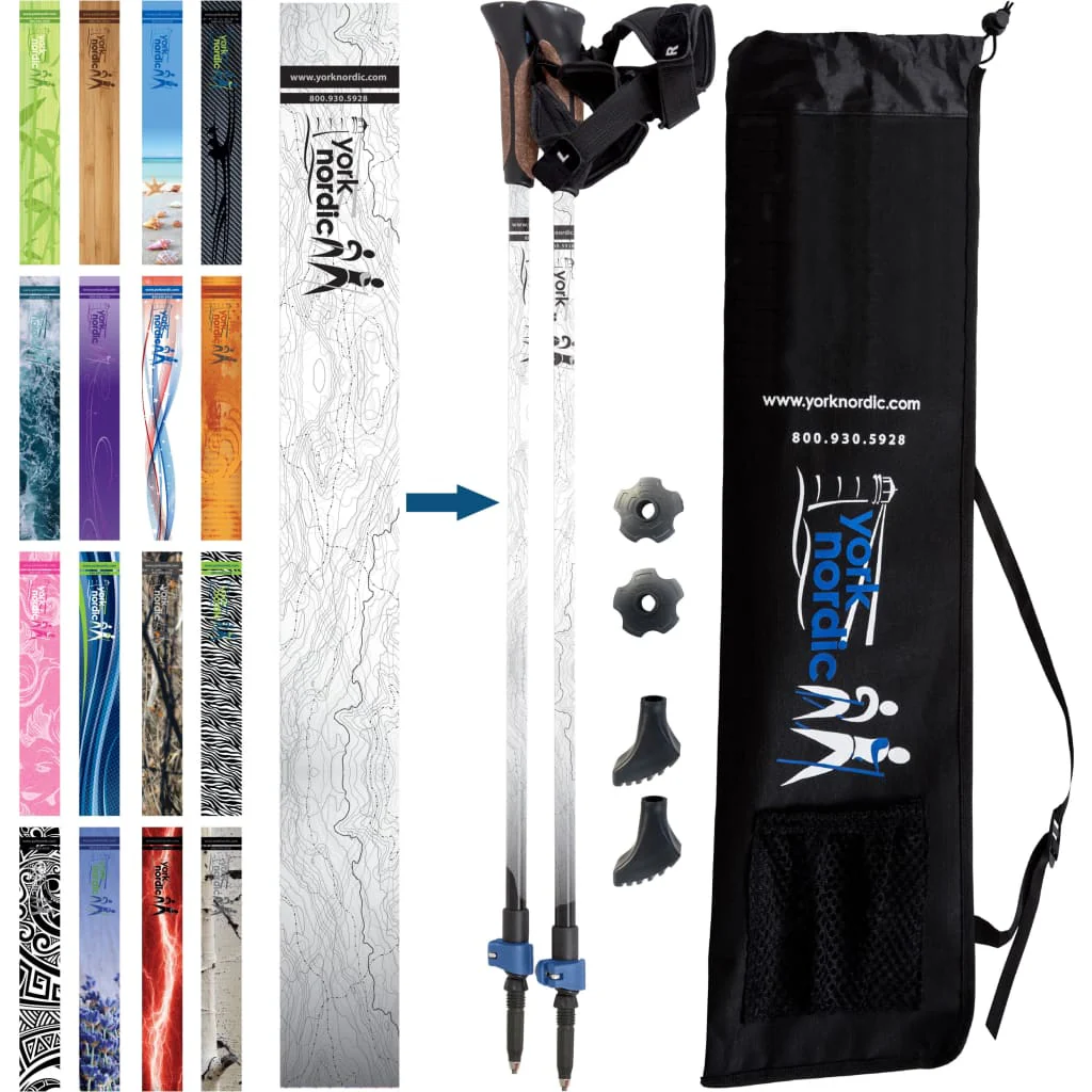 Official Nordic Walking Poles - True Nordic Glove Grip w-flip locks, detachable feet and travel bag - pair - For Heights up to 6’2” - Image 33