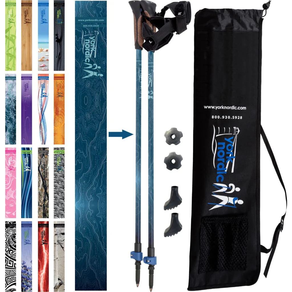 Official Nordic Walking Poles - True Nordic Glove Grip w-flip locks, detachable feet and travel bag - pair - For Heights up to 6’2” - Image 34