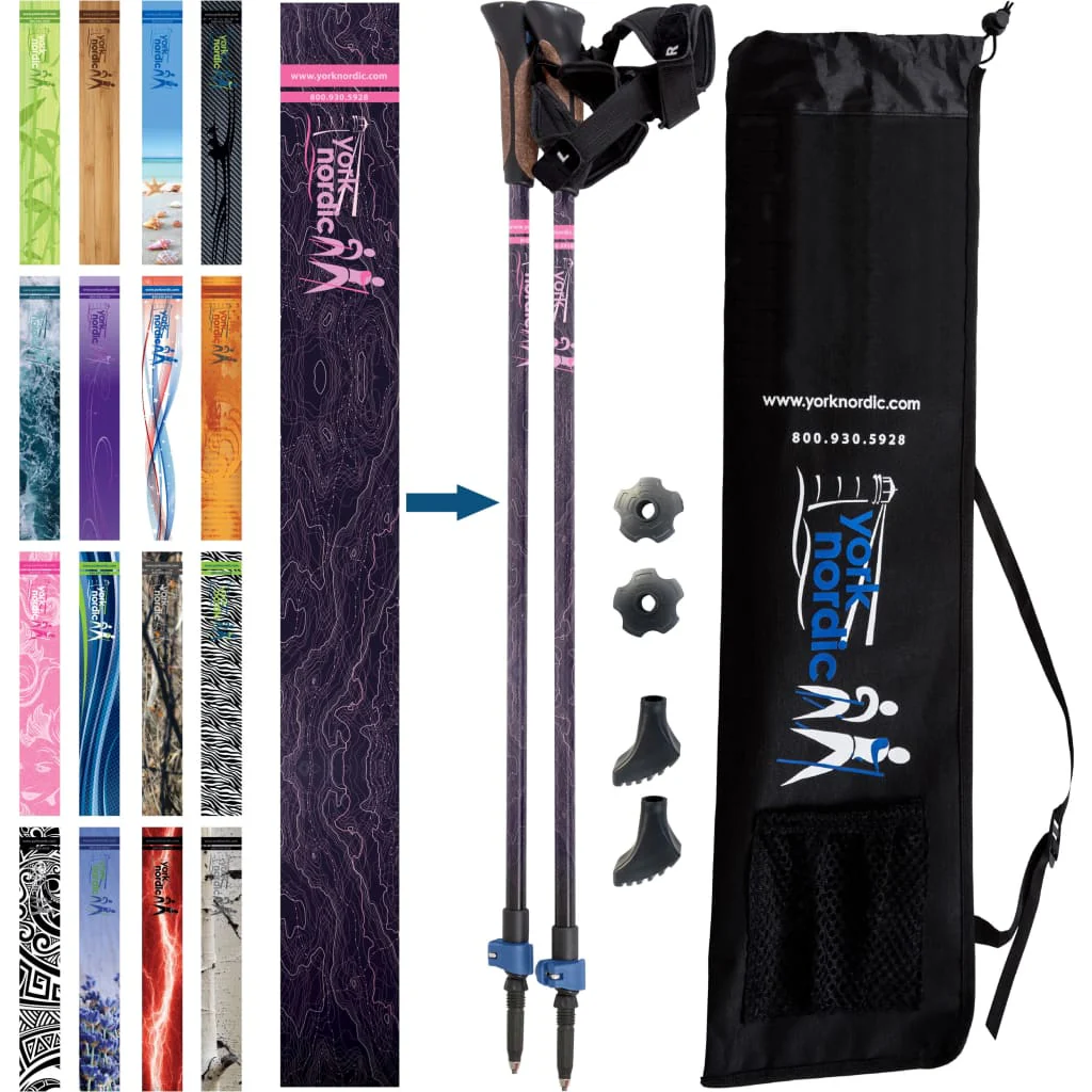 Official Nordic Walking Poles - True Nordic Glove Grip w-flip locks, detachable feet and travel bag - pair - For Heights up to 6’2” - Image 35