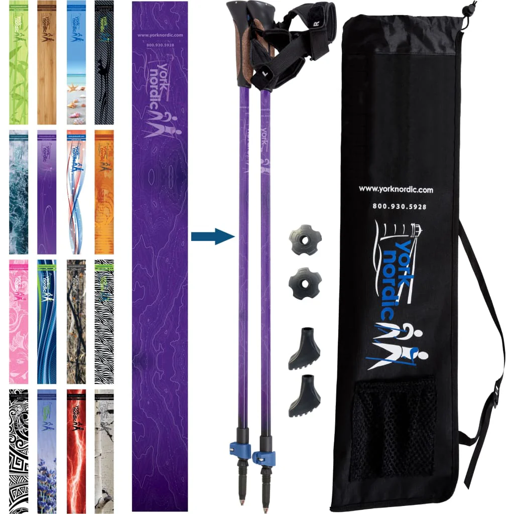 Official Nordic Walking Poles - True Nordic Glove Grip w-flip locks, detachable feet and travel bag - pair - For Heights up to 6’2” - Image 36