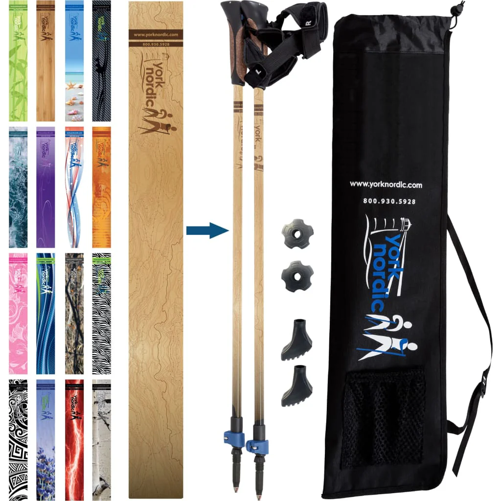 Official Nordic Walking Poles - True Nordic Glove Grip w-flip locks, detachable feet and travel bag - pair - For Heights up to 6’2” - Image 37