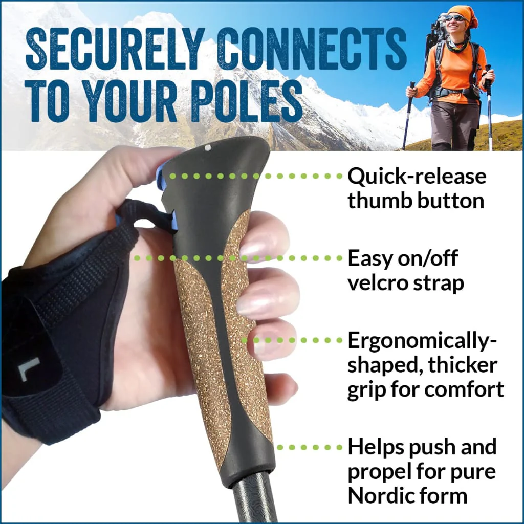 Official Nordic Walking Poles - True Nordic Glove Grip w-flip locks, detachable feet and travel bag - pair - For Heights up to 6’2” - Image 5