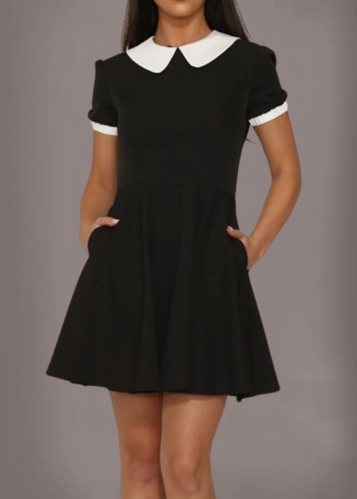 On Wednesday We Wear Black Collar Goth Dress - Image 4