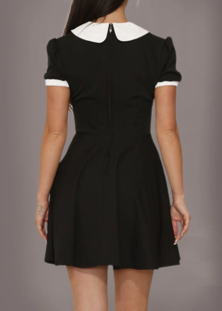 On Wednesday We Wear Black Collar Goth Dress - Image 5