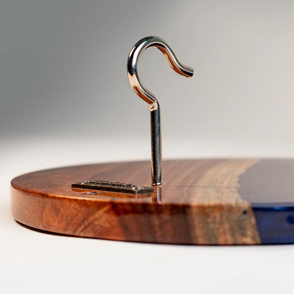 One of a Kind Blue Pearl Epoxy Resin Live-Edge Wood Hook and Ring Toss Game - Image 5