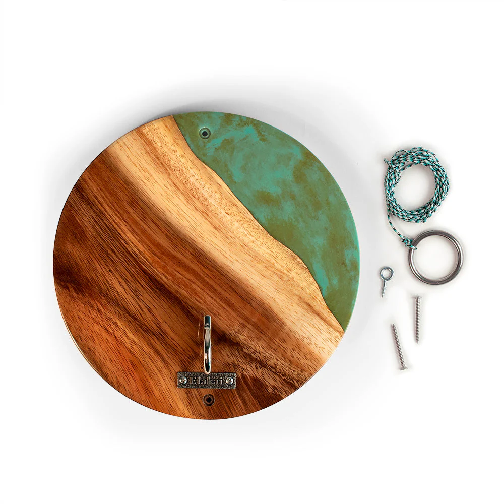 One of a Kind Teal and Orange Pearl Epoxy Resin Live-Edge Wood Hook and Ring Toss Game - Image 3