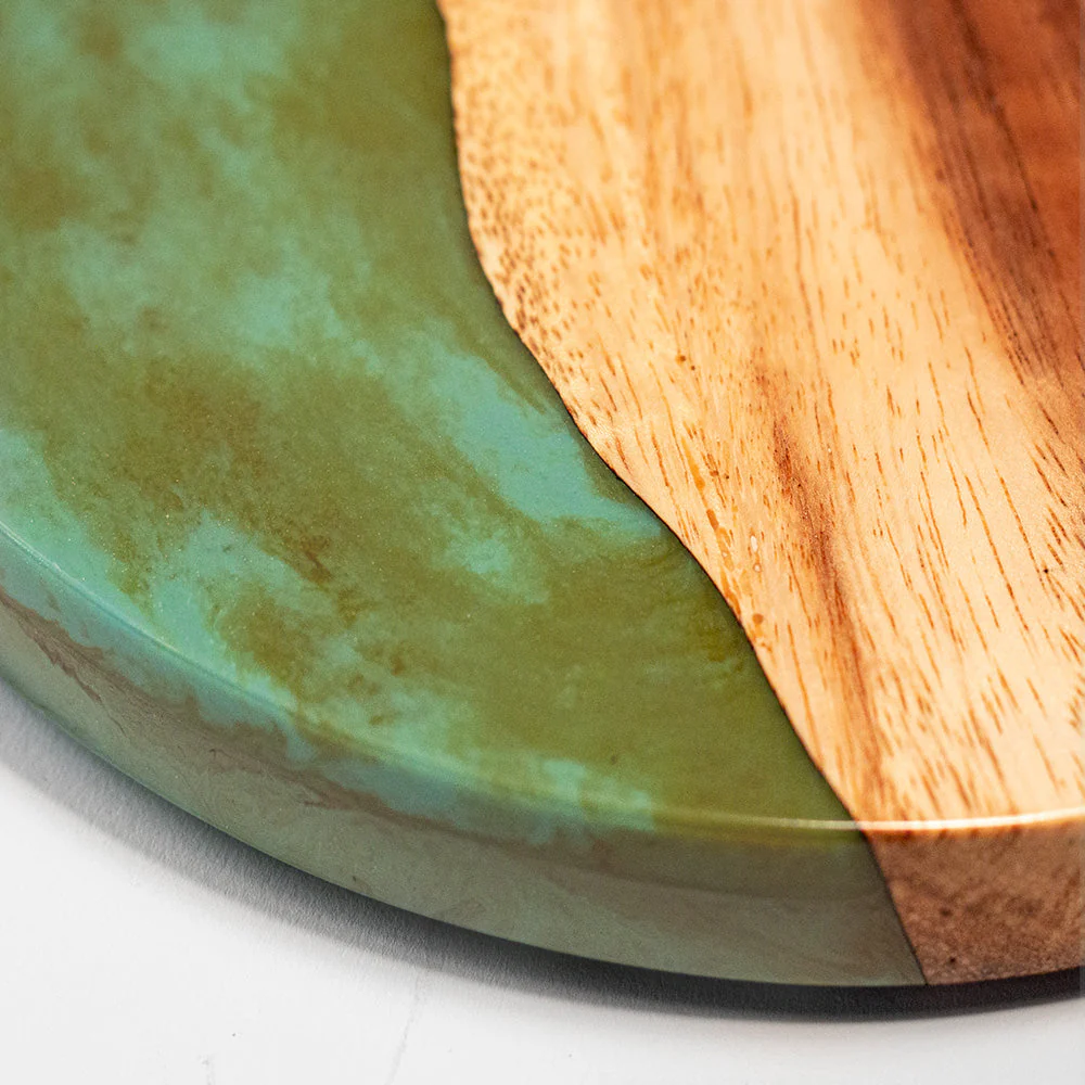 One of a Kind Teal and Orange Pearl Epoxy Resin Live-Edge Wood Hook and Ring Toss Game - Image 7