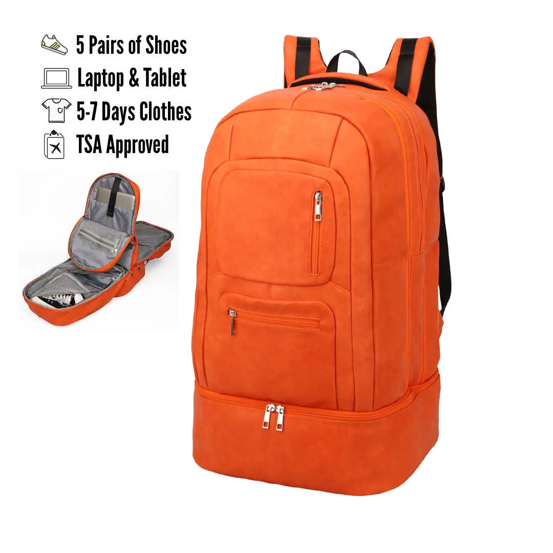 Orange Leather Luxury Carry-On Backpack (Patented Signature Design) - Image 4